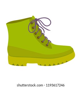 Green leather shoe icon. Flat illustration of green leather shoe vector icon for web design