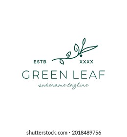 Green Leave Botanical Spa Logo Inspiration Vector Icon Illustration