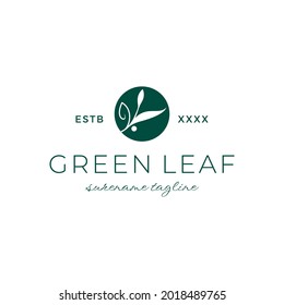 Green leave botanical spa logo inspiration vector icon illustration