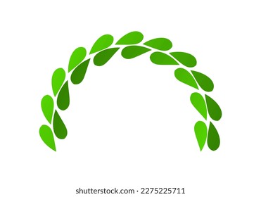 Green leave leaf tree raurel wreath curve boho icon flat vector design