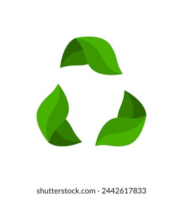 Green leave recycle eco icon flat vector design