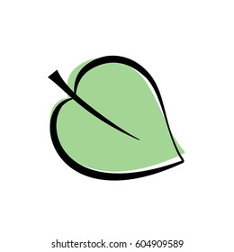 green leave shape outlined icon. Design vector illustration.