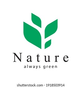 Green Leave And Stems Logo Vector