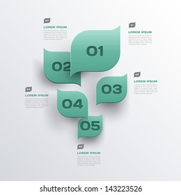 green leaves abstract background - 3d paper infographics design - vector