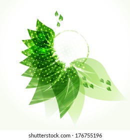 Green leaves abstract background. Abstract element with green leaves. Eco friendly symbol. Vector design.  