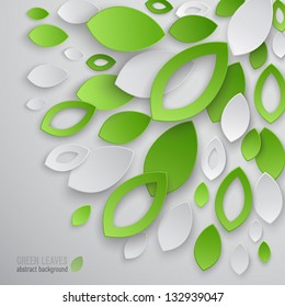 Green leaves abstract background. Vector illustration.