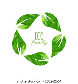 Green leaves abstract background. Vector illustration. Eco friendly 
