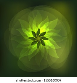 Green leaves abstract background wall mural, vector illustrator