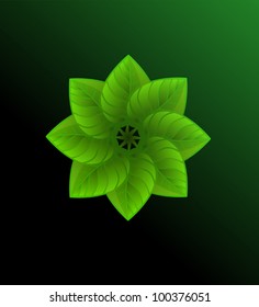 Green leaves abstract emblem vector
