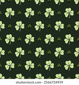 Green Leaves Abstract Shamrock Minimalist Pattern. Celebrate the luck of the Irish. Perfect for greeting cards, invitations, digital projects, and event decorations.