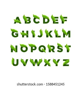Green Leaves Alphabet vector illustration, colorful logo