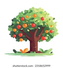 Green leaves apples tree icon isolated