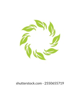 Green leaves arranged in spiral shape on white background vector. leaf icon organic