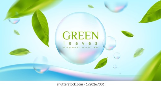 Green leaves background 3d illustration vector