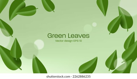 Hojas verdes fondo 3d ilustración de estilo de representación vectorial en círculo de movimiento giratorio