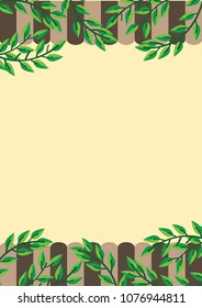 Green leaves background border vector.