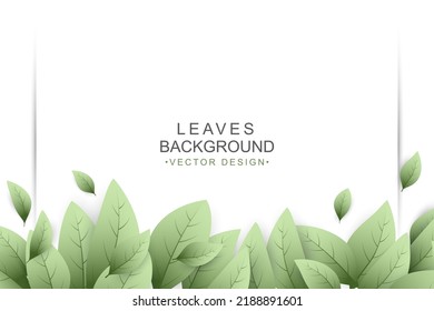 Green leaves background with copy space