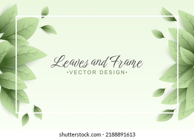 Green leaves background with copy space