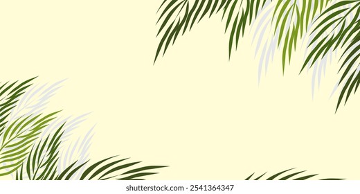 
green leaves background in flat style. palm leaves. nature theme background, leaf vector illustration. can be used for lifestyle and educational needs.