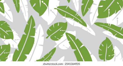 green leaves background in flat style. banana leaf. Green leaf icon in flat style, on white background. leaf icon set. nature icon, leaf vector illustration. can be used for lifestyle and educational.
