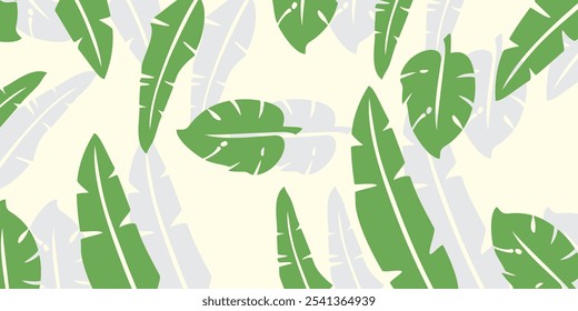 green leaves background in flat style. banana leaf. Green leaf icon in flat style, on white background. leaf icon set. nature icon, leaf vector illustration. can be used for lifestyle and educational.