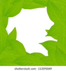 Green leaves background frame vector