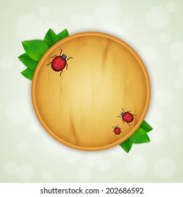 Green leaves background with ladybugs. EPS10 vector