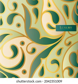 Green leaves background. Luxury vector pattern template. Colorful design elements. Great for invitation, packaging, flyer, wallpaper or any desired idea.