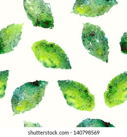Green leaves background. Seamless pattern.
