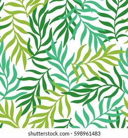Green leaves background, seamless vector pattern.