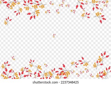 Green Leaves Background Transparent Vector. Herb Agriculture Design. Pink Berries Autumn. Floral Illustration. Foliage Forest.