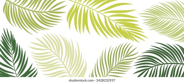 Vector de fondo de hojas verdes. Diseño de papel tapiz de hoja de palma tropical para gota negra, tela, anuncios de estampados. ilustración vectorial. 