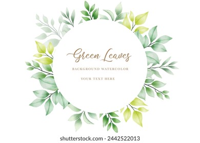 Green leaves background with watercolor 