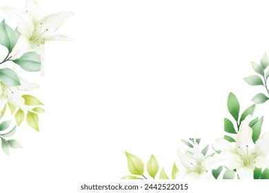 Green leaves background with watercolor 