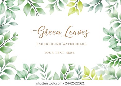Green leaves background with watercolor 
