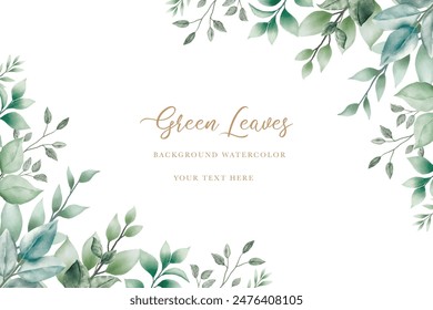 Green leaves background with watercolor
