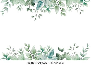 Green leaves background with watercolor
