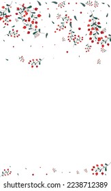Green Leaves Background White Vector. Herb Dry Card. Pink Rowan Natural. Seamless Template. Leaf Paper.