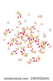 Green Leaves Background White Vector. Leaf Decor Card. Burgundy Foliage Season. Plant Illustration. Herb September.