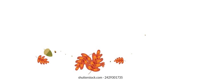 Green Leaves Background White Vector. Foliage Forest Frame. Gold Herb. Nature Design. Red Plant Silhouette.