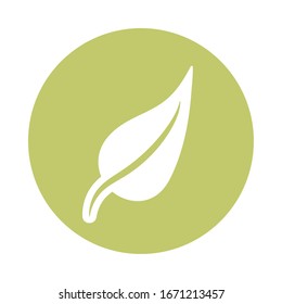 green leaves , block and flat style icon vector illustration design