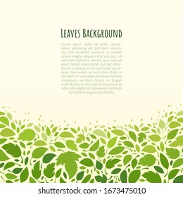 Green leaves border decorative vector design template. Spring, summer concept background