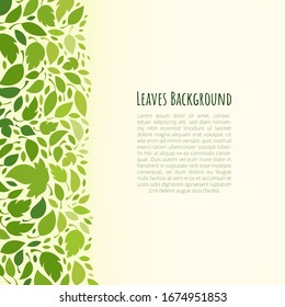 Green leaves border decorative vector design template. Spring, summer concept background