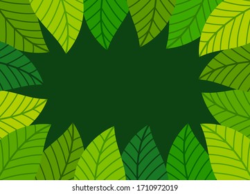 Green leaves border. Vector illustration.