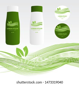 green leaves, bottle labels design 