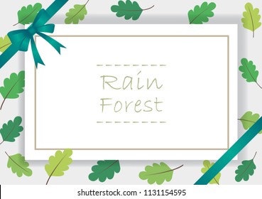 Green leaves with bow and card vector for decoration.