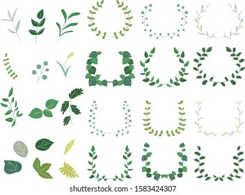 Green leaves and branch design frame