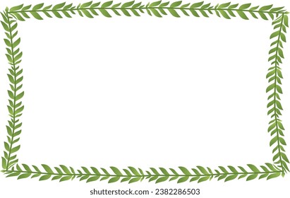 Green leaves Branch Square Frame leaf laurel wreath horizontal vintage frames flower floral border Botanical Branches ornate Elements design border badge decoration isolated 