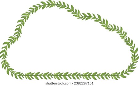 Green leaves Branch Square Frame leaf laurel wreath horizontal vintage frames flower floral border Botanical Branches ornate Elements design border badge decoration isolated 