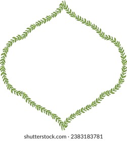 Green leaves Branch Square Frame leaf laurel wreath horizontal vintage frames flower floral border Botanical Branches ornate Elements design border badge decoration isolated